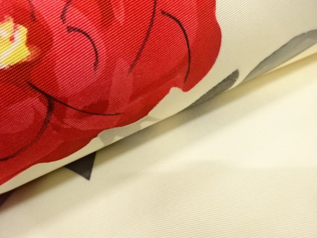  未使用品　塩瀬　抽象薔薇模様　名古屋帯